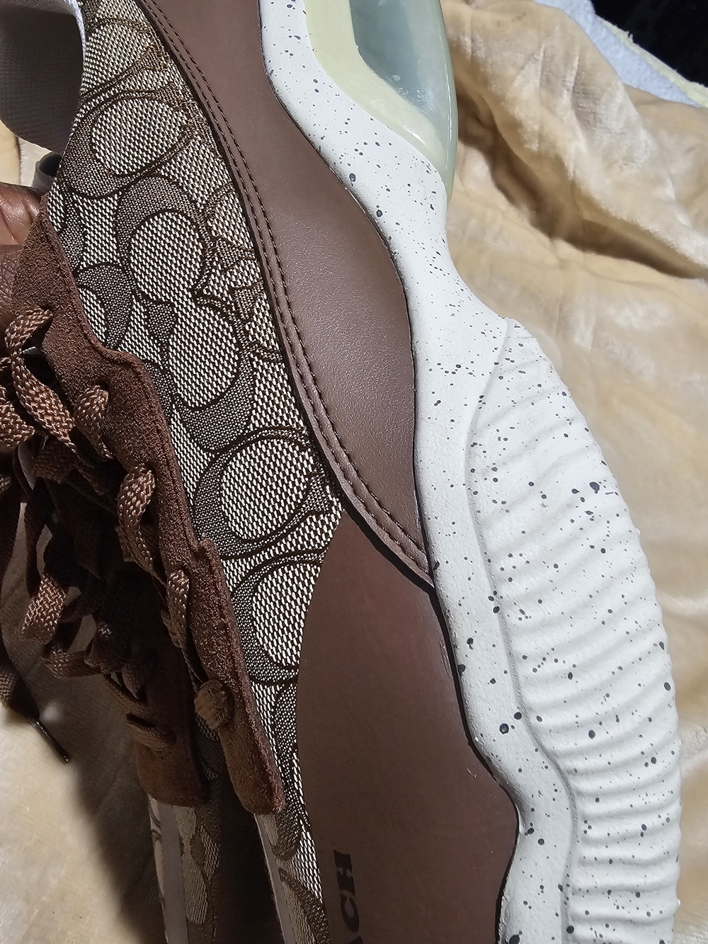 Coach Brown and Beige Signature Logo Men’s Athletic Sneakers - Picture 10 of 11